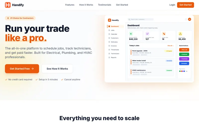 Handify homepage