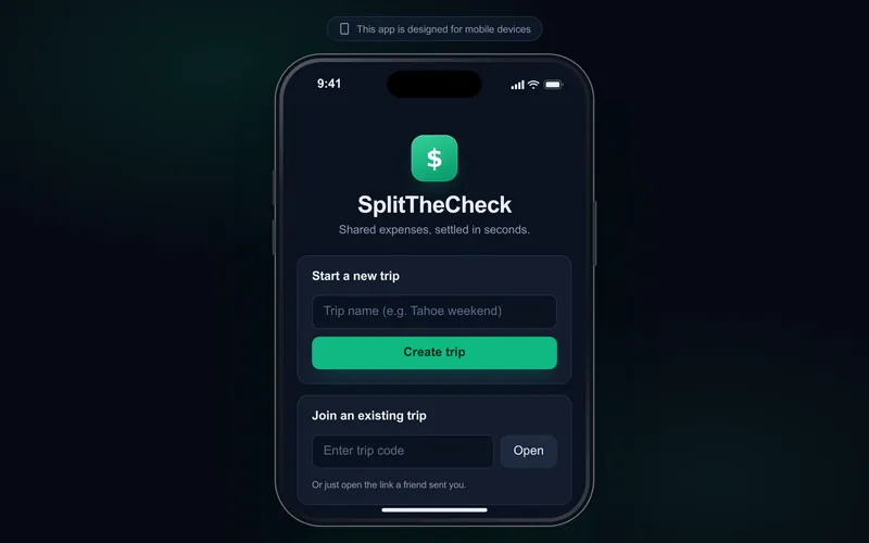 SplitTheCheck homepage