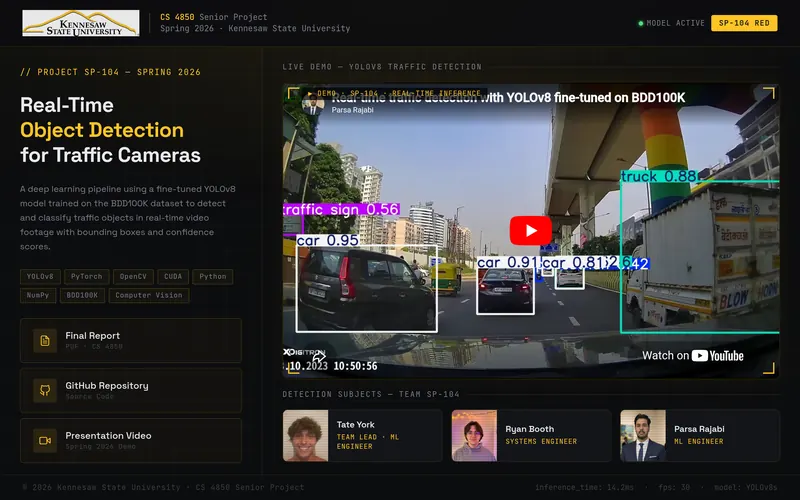 Traffic Detection homepage