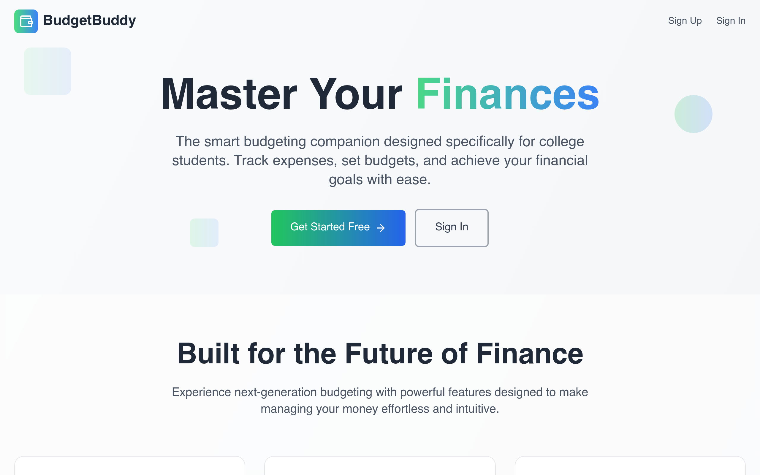 BudgetBuddy · College Finance live screenshot